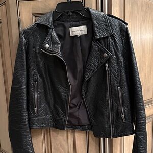 cupcakes & cashmere Textured Black Faux Leather Jacket